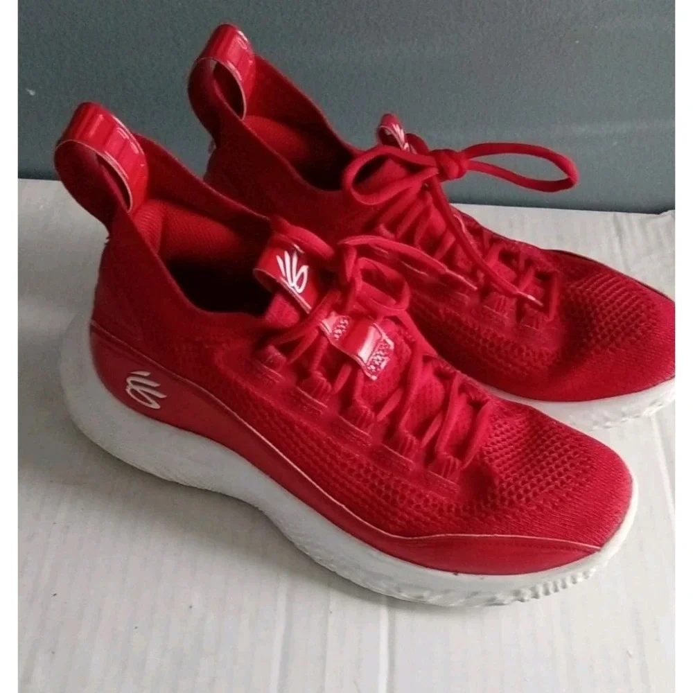 Under Armour Curry Flow 8 Red Basketball‎ Shoes Cushioned Sneakers